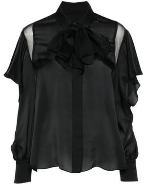 Sacai Pussy-Bow Ruffled Shirt - Black