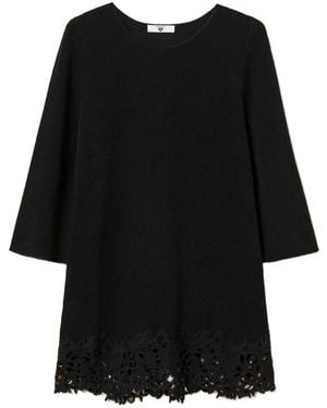 Twinset Lace-Hem Quarter-Sleeve Tunic - Black