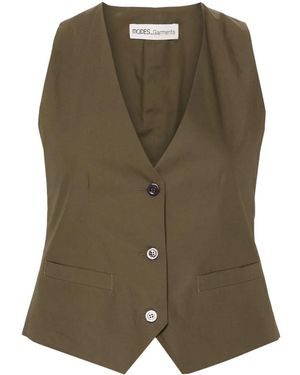 MODES GARMENTS V-Neck Cotton Waistcoat - Green