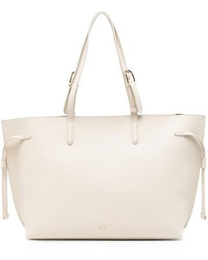 Furla Buckle-Detail Grained Leather Tote Bag - Natural