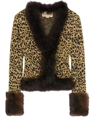 Valentino Garavani Vest Met Dierenprint En Veren Afwerking - Zwart