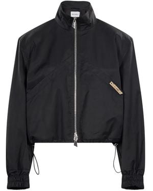The Attico Logo-Patch Zip-Up Jacket - Black