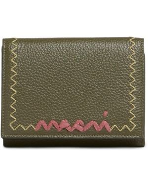 Marni Textured Leather Bi-Fold Wallet - Grey