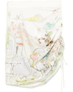 ALÉMAIS Linen Draped Skirt - White