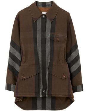 Burberry Check-Print Long-Sleeved Parka - Brown