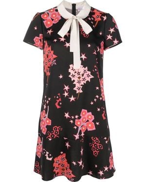 RED Valentino Star-Print Pussy-Bow Dress - Red