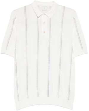 Eleventy Striped Polo Shirt - White