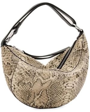 AllSaints Luna Snakeskin-Effect Zip Shoulder Bag - White