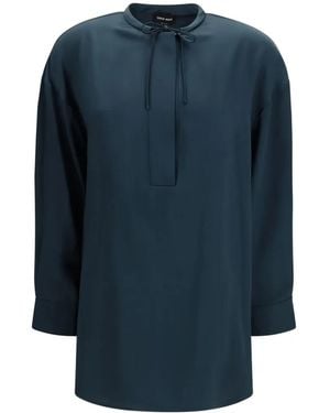 Giorgio Armani Lavallière Tie-Neck Blouse - Blue