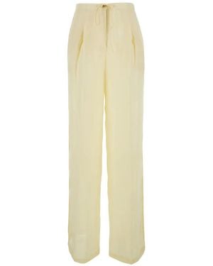 Semicouture Pleated Linen Pants - White
