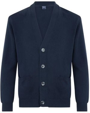 Fedeli V-Neck Button-Up Cardigan - Blue