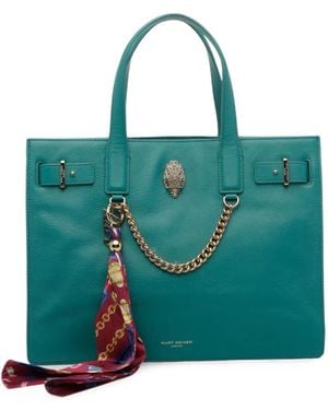 Kurt Geiger Scarf-Detail Eagle-Plaque Tote Bag - Green