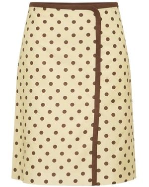 Posse Polka-Dot Trimmed Midi Skirt - Natural