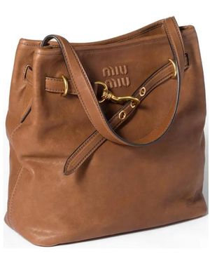 Miu Miu Aventure Nappa Leather Bucket Bag - Brown
