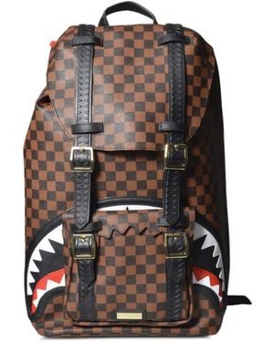 Sprayground Checkerboard Shark Backpack - Brown