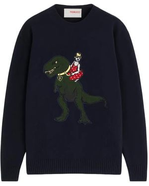 Fiorucci T-Rex Patch Sweater - Blue