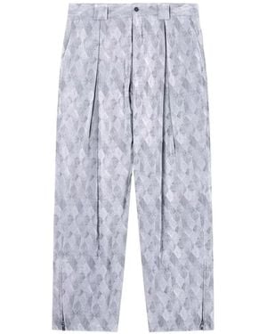 Giorgio Armani Pantalon Plissé À Motif Géométrique - Blue