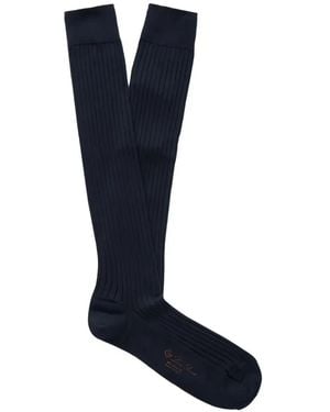 Loro Piana Calzini Sottile A Coste - Blu