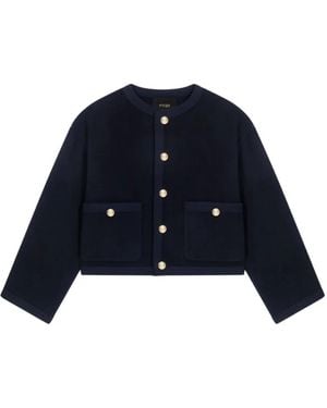 Maje Pocket Button Jacket - Blue