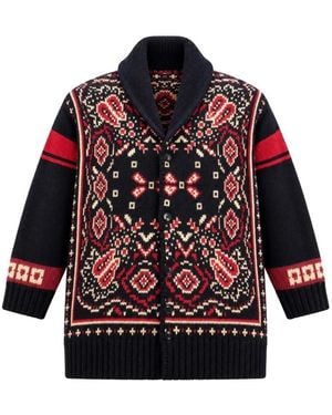 Giada Benincasa Intarsia-Knit Shawl-Collar Coat - Red