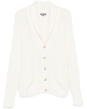 N.Peal Cashmere Cable Shawl Cardigan - White