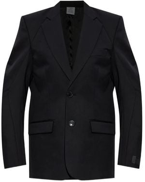 Vetements Padded-Shoulder Wool Blazer - Black