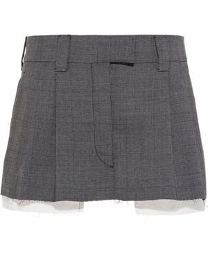 Miu Miu Prince-Of-Wales Check Mini Skirt - Gray