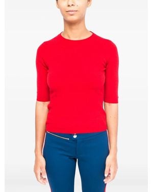 LA ROSE Round-Neck Short-Sleeve Jumper - Red