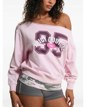 Juicy Couture Logo-Print Off-Shoulder Sweatshirt - Pink