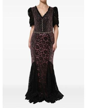 Dolce & Gabbana Crystal-Embellished Lace Gown - Black