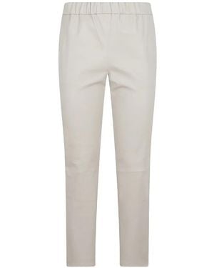 Enes Elasticated-Waistband Leather Pants - Gray