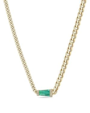 Zoe Chicco 14K Diamond And Emerald Necklace - Metallic