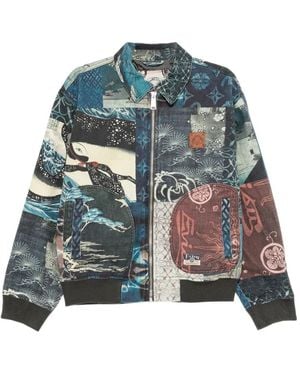 Evisu Patchwork-Print Jacket - Blue