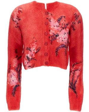 Des Phemmes Cardigan Mit Blumen-Print - Rot