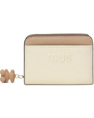 Tous Medium Doble Audree Bear-Charm Zip Wallet - Natural