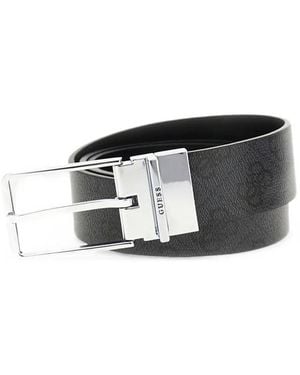 Guess Agueda Monogram-Print Reversible Belt - Black
