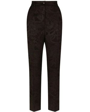 Dolce & Gabbana Jacquard High-Waist Trousers - Black