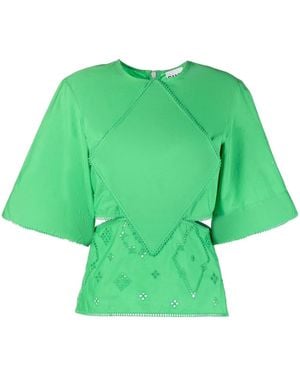Ganni Broderie Anglaise T-Shirt - Green