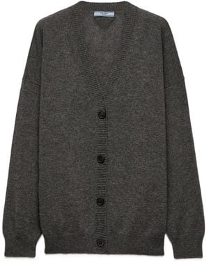 Prada Gerippter Cardigan Aus Kaschmir - Grau