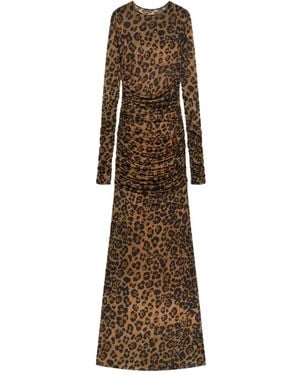 Blumarine Leopard-Print Ruched Dress - Natural