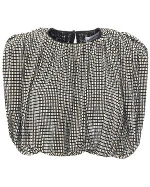 Self-Portrait Rhinestone Drape Top - Grey