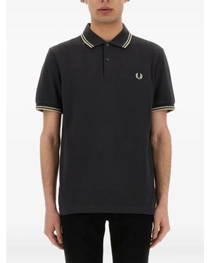 Fred Perry Striped-Trim Polo Shirt - Black