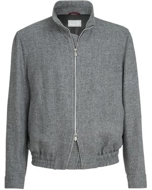 Brunello Cucinelli Mélange-Effect Zip-Up Jacket - Gray