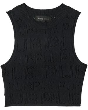 Purple Brand Logo-Perforated Top - Black