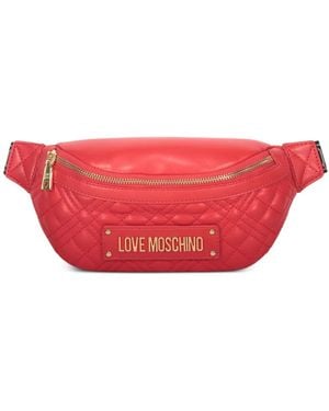 Love Moschino Logo-Plaque Quilted Belt Bag - Pink