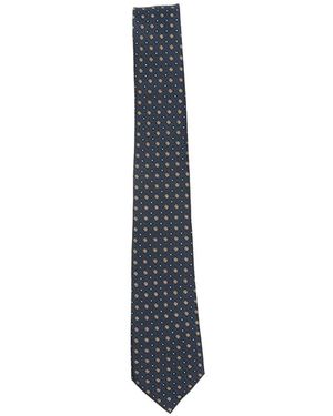 Saint Laurent Geometric-Print Silk Tie - Blue
