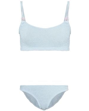 Hunza G Cassie Beaded Crinkle Bikini - Blue