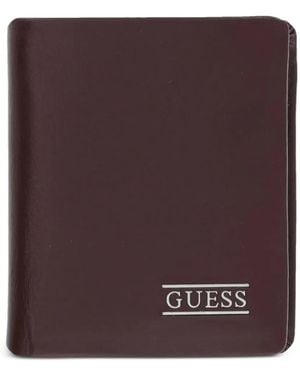 Guess New Boston Logo-Plaque Bifold Leather Wallet - Purple