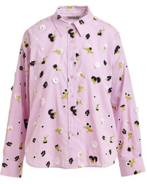 Essentiel Antwerp Flower-Embroidered Button-Up Shirt - Pink