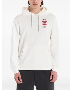 EA7 Graphic-Print Hoodie - White